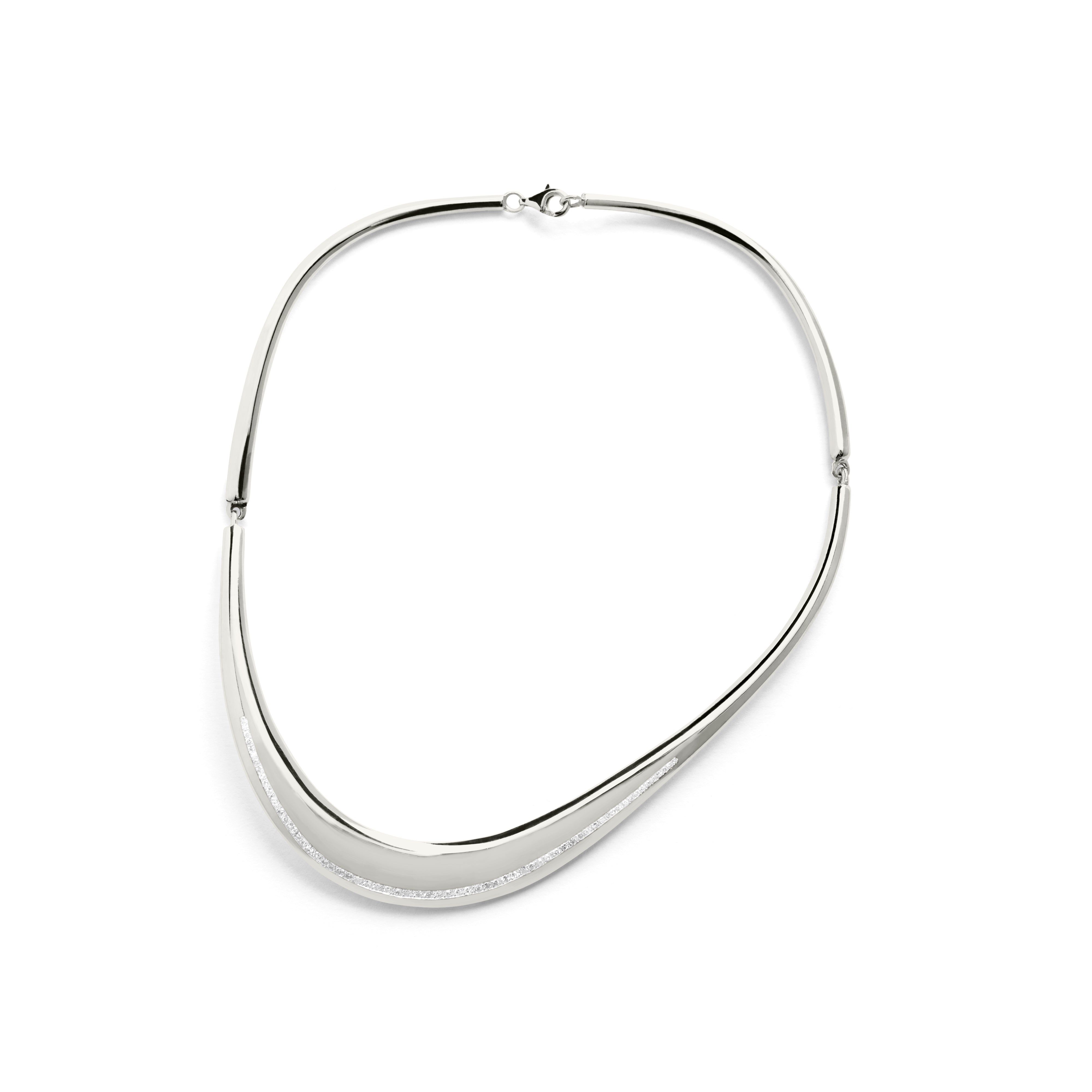 CURVY SILVER DIAMONDS NECKLACE