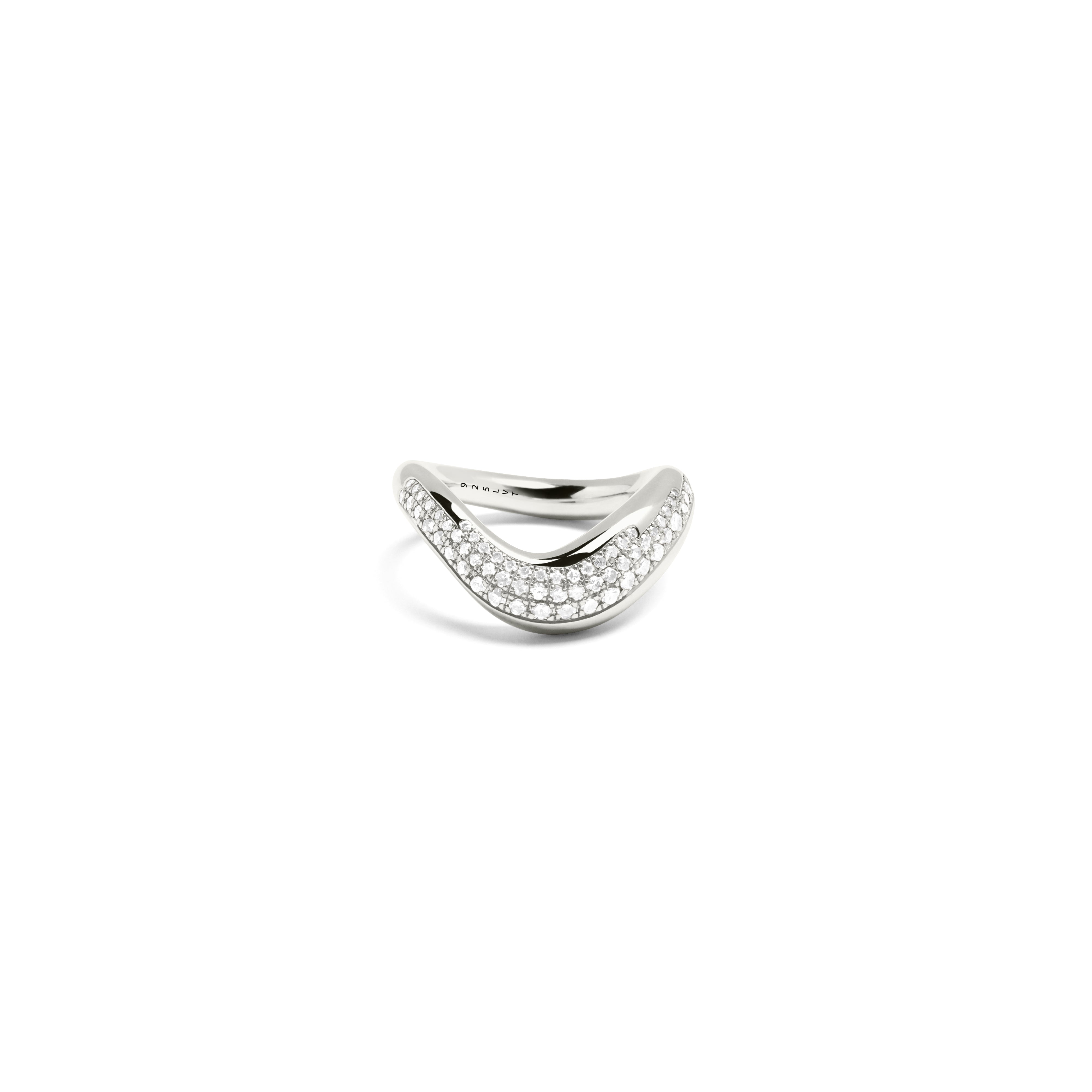 CURVY SILVER PAVÉ DIAMONDS RING
