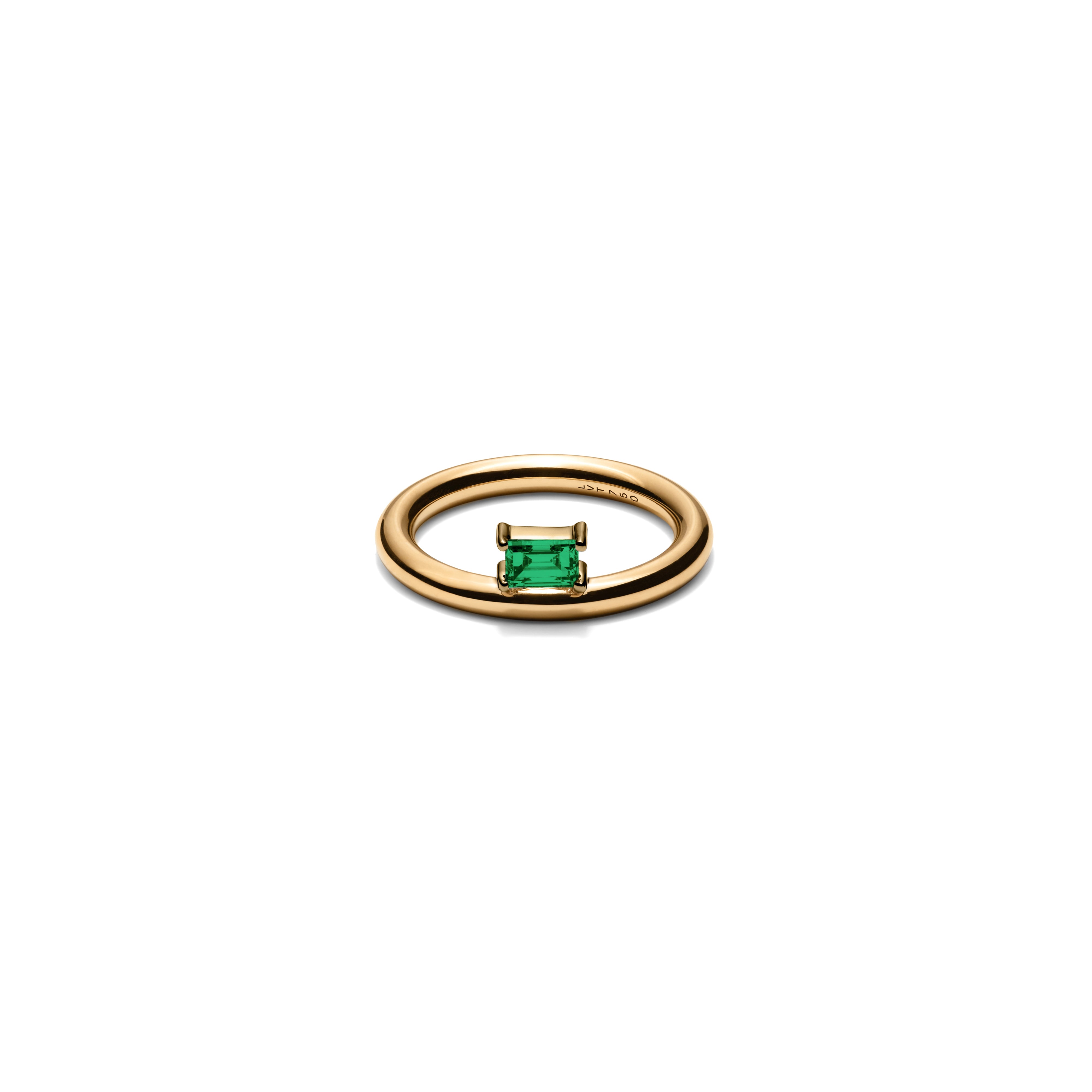 EMERALD CUT EMERALD ROUND RING TWO