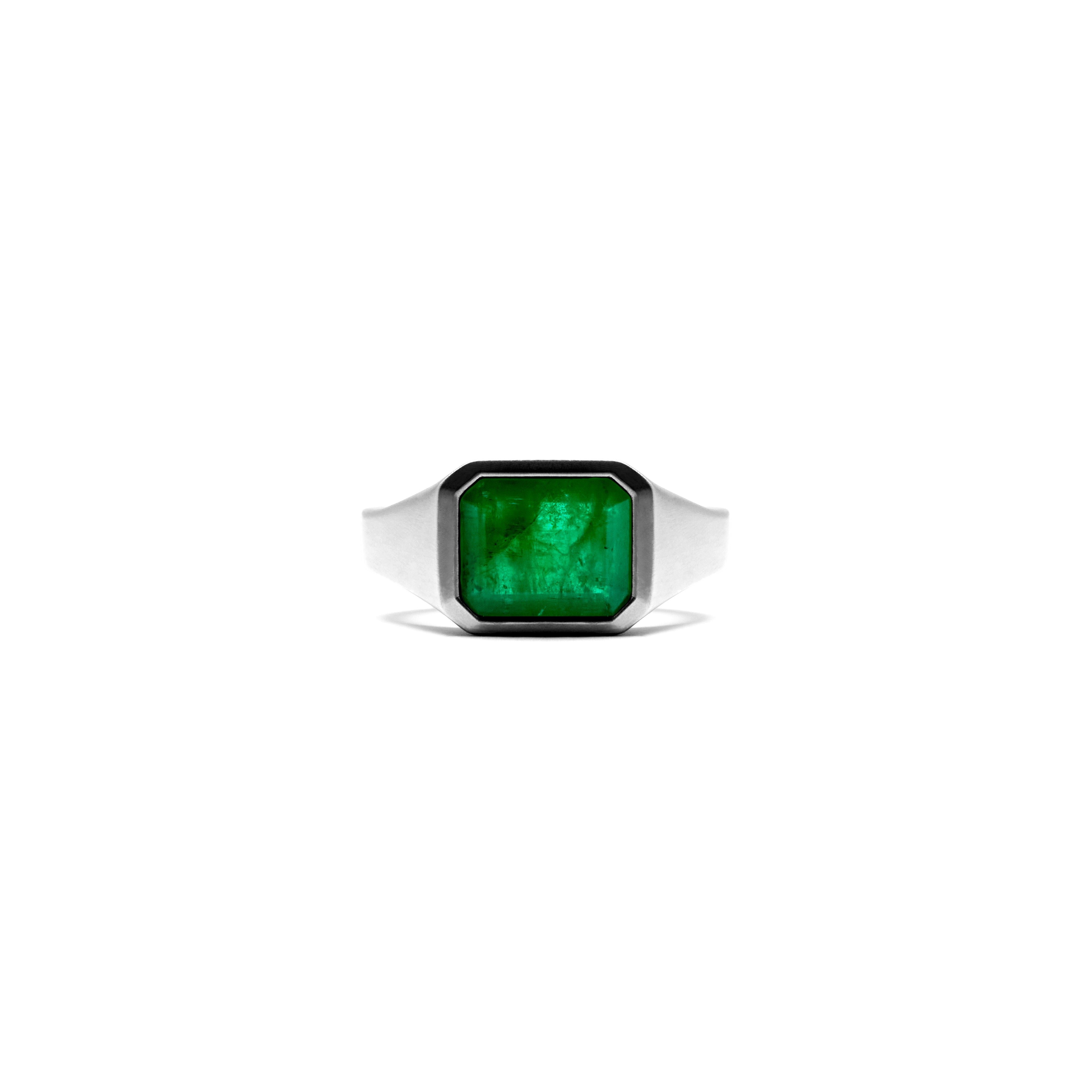 EMERALD SIGNET SLIM RING