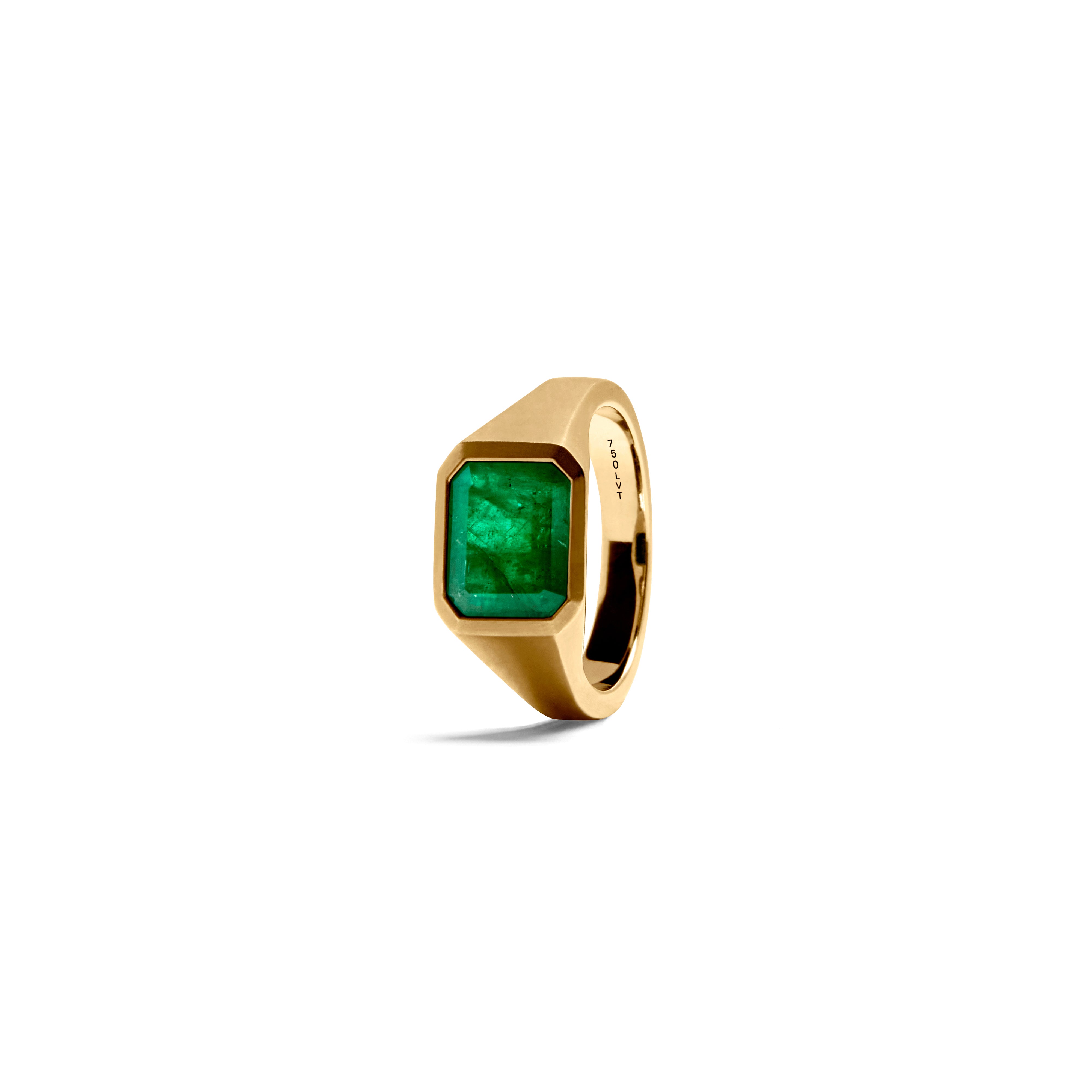 EMERALD SIGNET SLIM RING