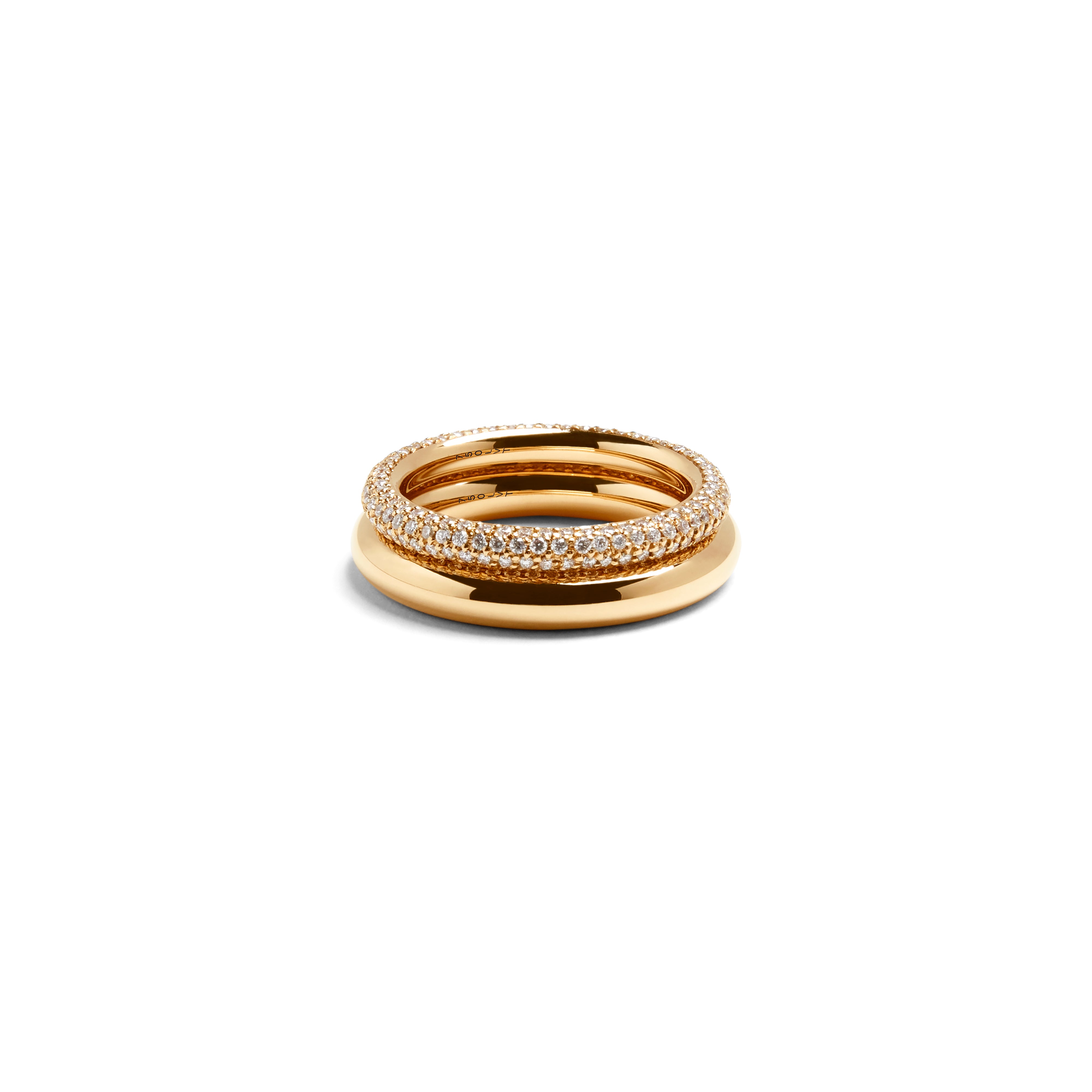 STACK ROUND RING THREE TWO PAVÉ DIAMONDS