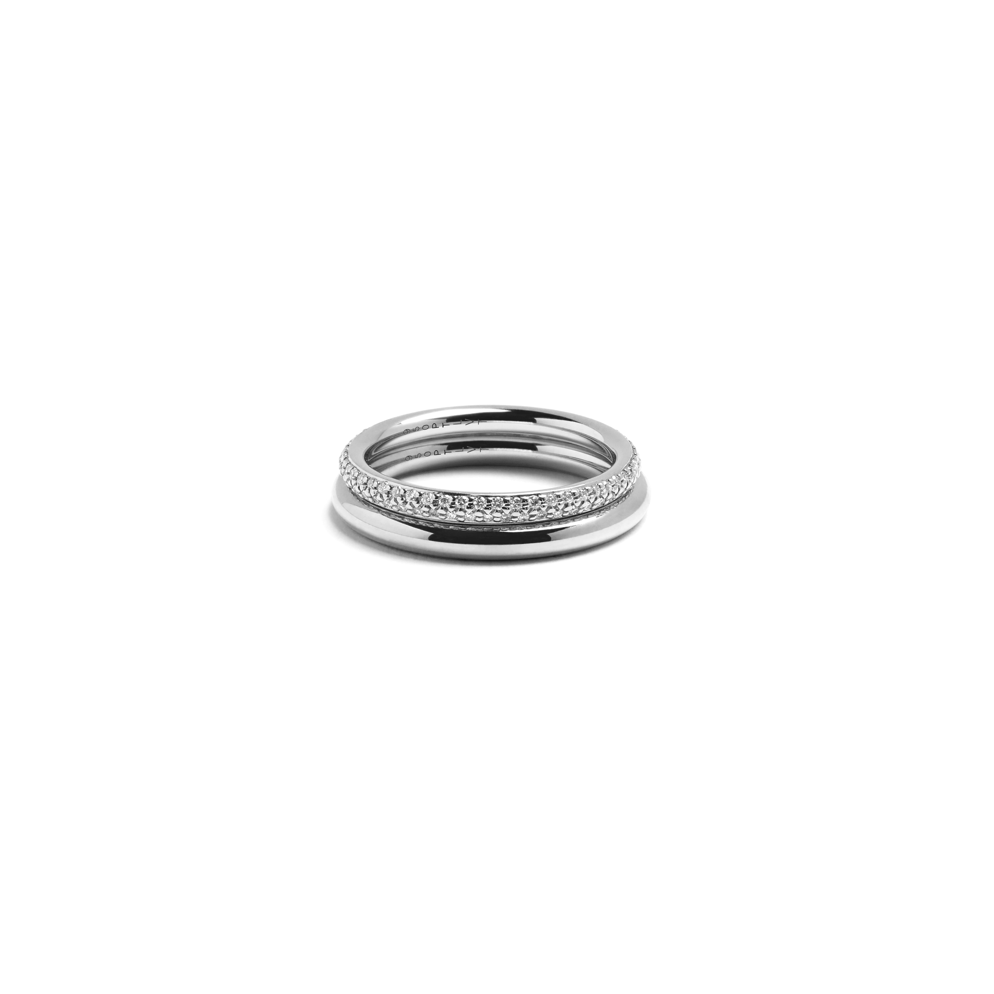 STACK ROUND RING TWO PAVÉ DIAMONDS