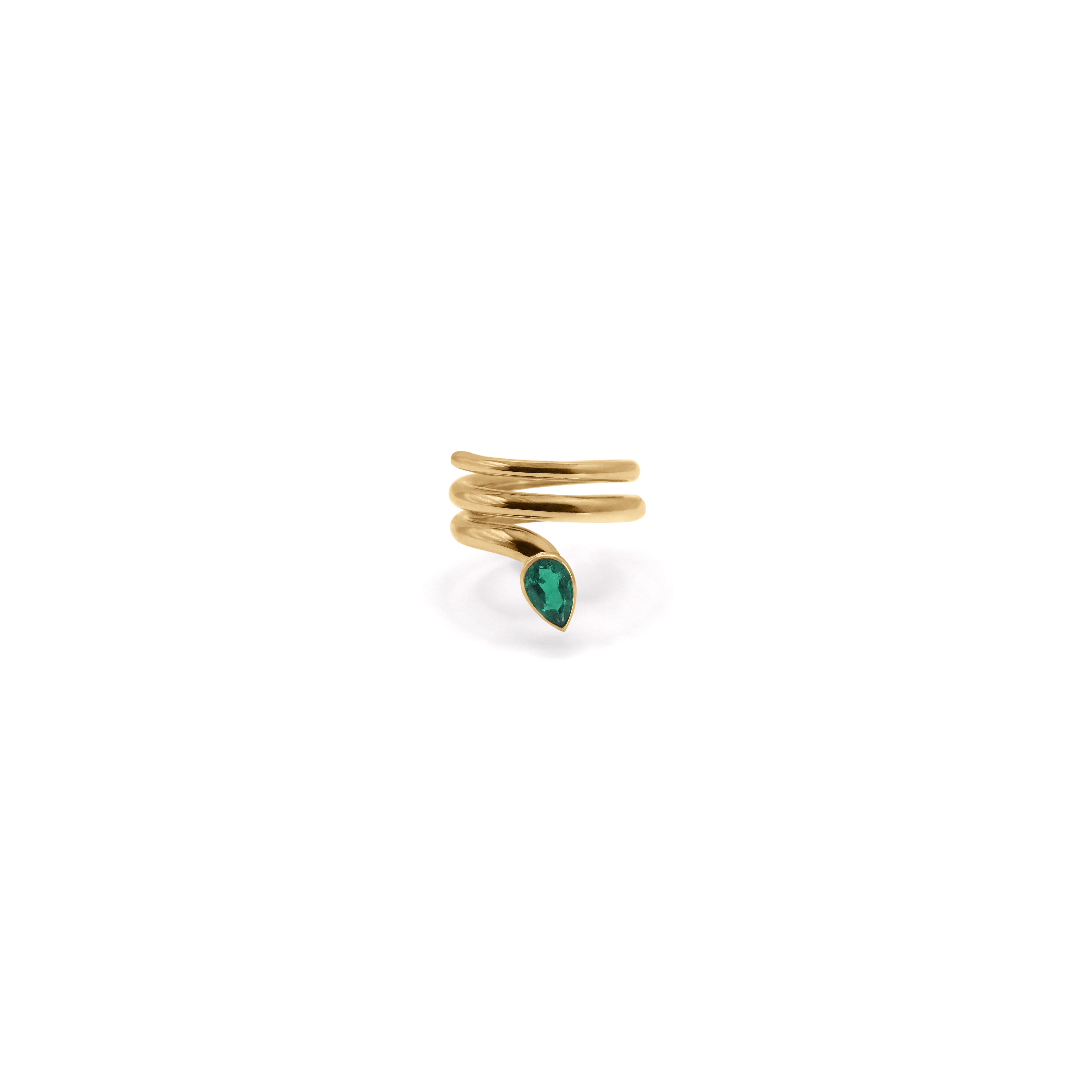 Serpent Round Ring Emerald