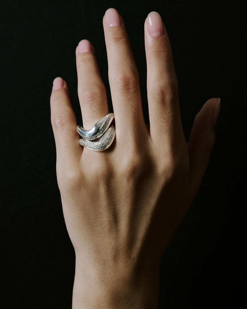 Open Pave Stacking Ring - Silver