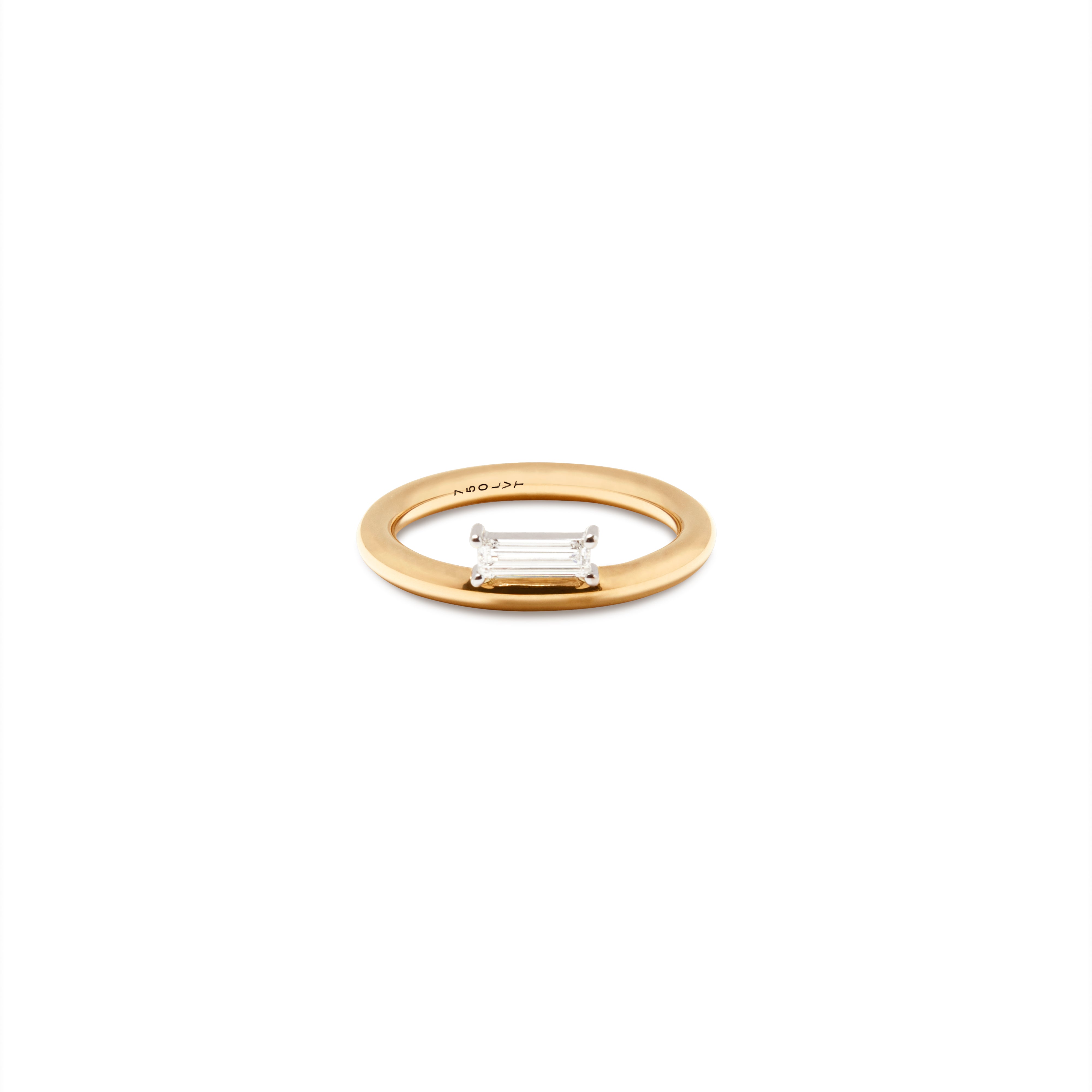 Round Ring Two Baguette Diamond